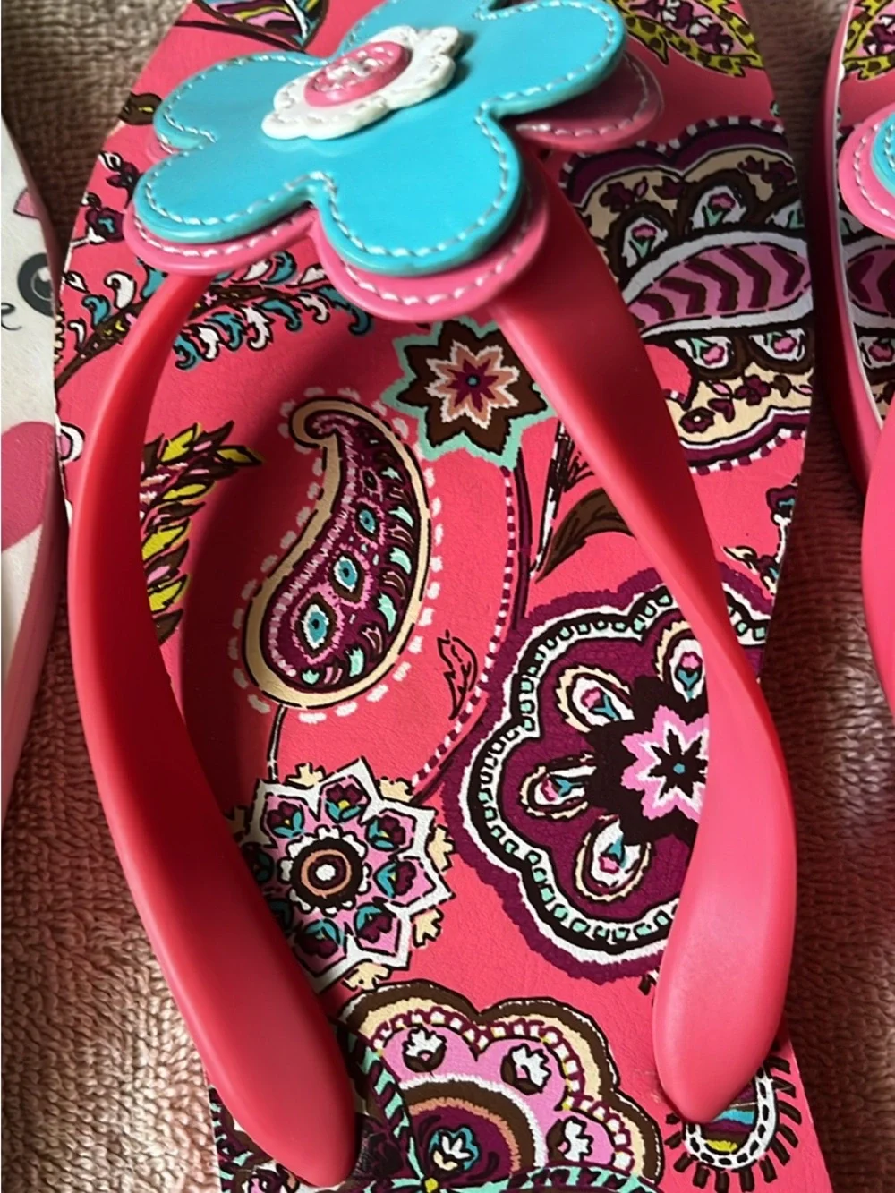 Vera Bradley Pink Paisley Flip Flops and Panda Heart Print Sandals